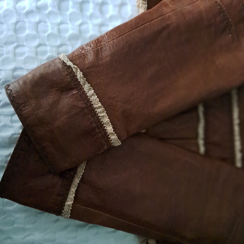 Brown Ruffled Women's Jacket - Picture 12 of 12